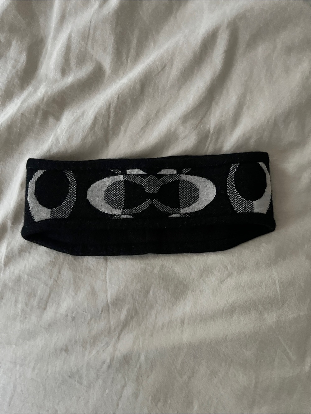Y2K Coach black sparkly head warmer